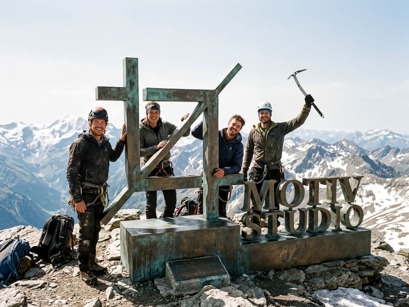 Firmenlogo auf Berggipfel – Motiv Studio
